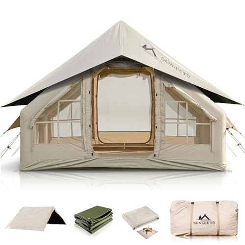 SENLEETO Inflatable Tents for Camping, Large Inflatable Camping Tent with Hand Pump, Easy Setup Tents for 4-6 People, Portable Glamping Tent - size: Ultimate-118 inch*82.6 inch*78.7 inch/4-6 People