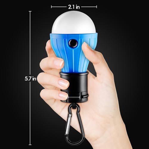 FLY2SKY Tent Lamp Portable LED Tent Lights Blue 5 Packs Hook Hurricane Emergency Lights LED Camping Lights Bulb Camping Tent Lanterns Camping Equipment for Camping Hiking Backpacking Fishing Outage - style: G-CLOSED-HOOK