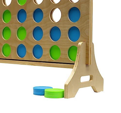 Tailgating Pros Premium Giant Four in a Row with Carrying Case - Jumbo Oversized Outdoor Yard Game - Connect Multiple Pucks in a Row to Win - Many Puck Colors Available! - color: Lime / Turquoise