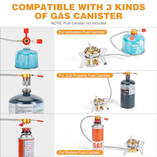 WADEO 6800W Windproof Camping Gas Stove, Small Camping Stove with Piezo Ignition, 1LB Propane Tank Adapter, Butane Adapter for Outdoor Cooking, Picnic, Camping and Hiking - style: 6800W