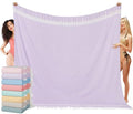 Vikumond Oversized Turkish Beach Towel Blanket XXL Cotton Sandproof Towels Boho Woven Extra Large Big Sand Free Giant Throw Blankets Huge Quilt XL Picnic Camping Necessities Cloud for Adult Gifts - color: Cten Purple, size: XXXL(88x82 IN,224x208 CM)