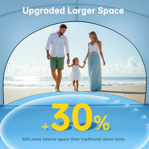 Raynesys Beach Tent Sun Shelter, Beach Shade Tent with UPF50+ UV Protection, Portable Sun Shelter for 1-3 Person, Shade Tents with 2 Zippered Doors for Sand Camping Fishing, Blue - color: Blue, size: For 3 Person