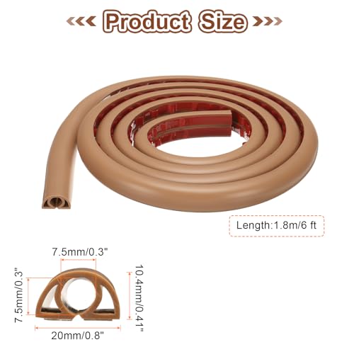 HARFINGTON 6ft Cord Cover Floor W0.3 x H0.3 Inner Channel PVC Hide Extension Cable Floor Wire Hider Wire Covers Protector for Prevent Cable Trips Cables Management, Brown - color: Brown, size: W0.3"xH0.3"x6ft