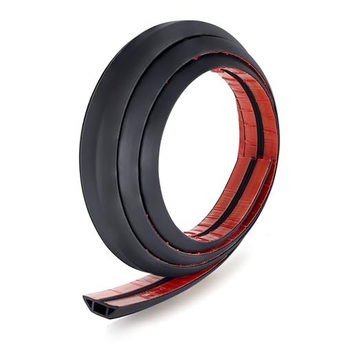 Rubber Bond TV Cord Hider Cable Protector - Strong Self Adhesive Wall Cord Cover Cable Hider - Low Profile Cable Management Wall Cord Concealer Cable Raceway - color: Black - One Thick Cord, size: 4 Feet