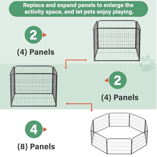 FDW Dog Playpen Kennel - 4 Panels, 24 Inch Height, Indoor/Outdoor Folding Metal Portable Puppy Exercise Pen, Heavy Duty Dog Fence for Yard, Camping - Black - style: 4 Panels