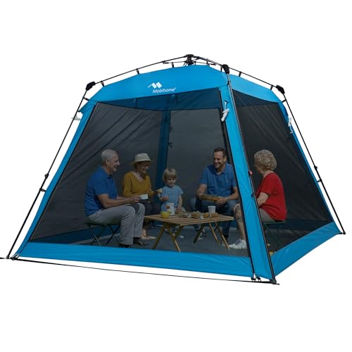 Pop Up Screen House Gazebo 8.2'x8.2'x75'' – Instant Portable Canopy with Mosquito Netting & UPF Sun Protection, Tool-Free 1-Minute Setup, Foldable Outdoor Tent for Backyard, Camping, Garden.Blue - color: Blue