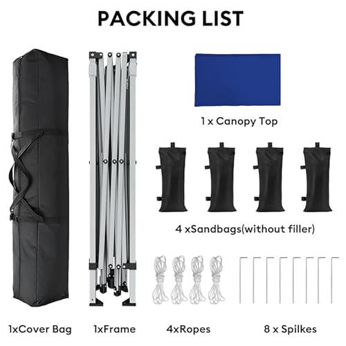 SANWAY 10x10 Pop Up Canopy Tent, One Push Setup, Heavy Duty Portable for Beach Camping Parties with Vents - Blue - color: Blue