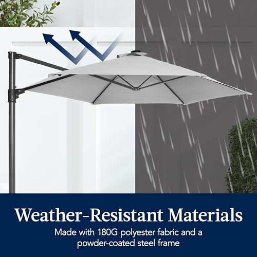 Best Choice Products 10ft Offset Cantilever Hanging Market Patio Umbrella, Smooth 360° Rotation, 8 Sturdy Ribs, Easy Adjustment - Fog Gray - color: Fog Gray, size: Offset w/ 360° Rotation