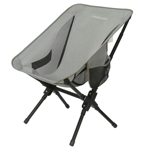 ROCK CLOUD Portable Camping Chair Ultralight Folding Camp Chairs Outdoor for Camp Hiking Backpacking Lawn Beach Sports - color: Gray, All-in-one