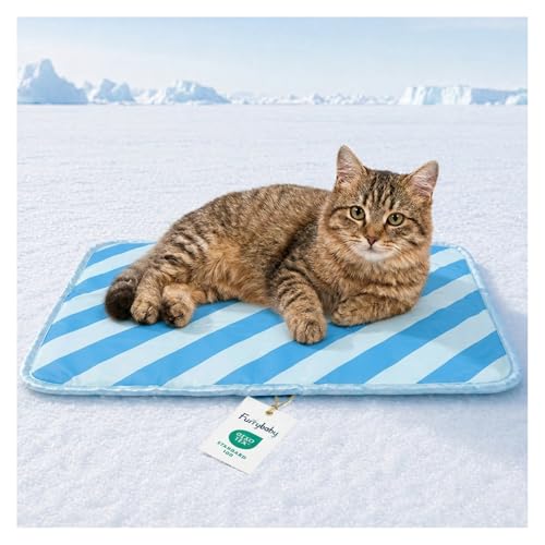 Dog Cooling Mat for Dogs & Cats, Soft Breathable Cooling Pad for Dog Bed, 23"x18" Self Cooling Crate Mat for Dogs, No Gel Washable Non-Slip Pet Cooling Mat Indoor Outdoor, Blue Stripe - color: Blue, size: 23"x18"(Small)