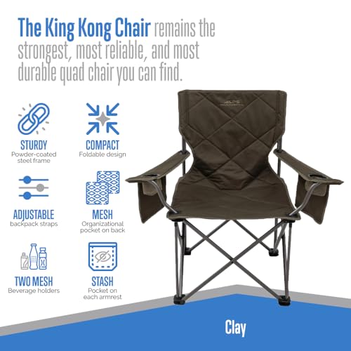 ALPS Mountaineering King Kong Camping Chairs for Adults with Mesh Cup Holders and Pockets, Built Durable and Reliable with Compact Foldable Steel Frame - color: Clay