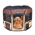 JESPET 61" Pet Dog Playpens, Portable Soft Dog Exercise Pen Kennel with Carry Bag for Puppy Cats Kittens Rabbits, Brown - color: Brown, style: 61x61x30 Inch (Pack of 1)