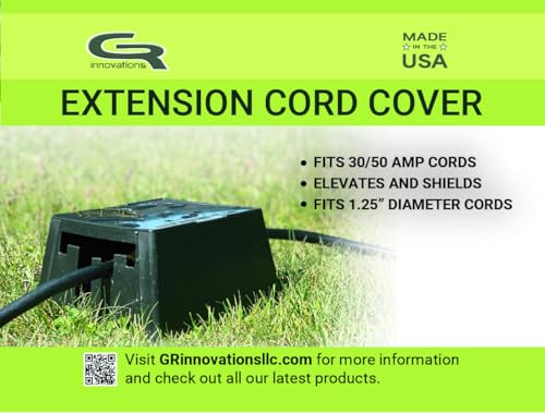 GR Innovations RV Extension Cord Cover | Plug Saver | Outdoor Electrical Cord Cover | Elevates & Shields Outdoor Extension Cords | 30 Amp and 50 Amp | Made in USA
