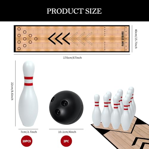 Mini Bowling Set Bowling Alley & Lane Games Indoor Outdoor Home Bowling Set Bowling Pins & Ball Set for Backyard, Lawn, Party Games