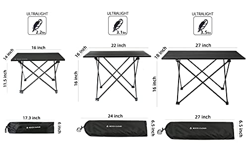 ROCK CLOUD Portable Camping Table Ultralight Aluminum Camp Table Folding Beach Table for Camping Hiking Backpacking Outdoor Picnic, Size L - color: Black, size: Large