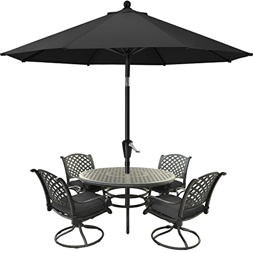 MASTERCANOPY 9FT Patio Umbrella with Push Button Tilt and Crank, Outdoor Market Umbrella with 8 Sturdy Ribs, UV Protection & Waterproof for Garden, Deck, Backyard, Pool (Dark Gray) - color: dark gray, size: 9FT