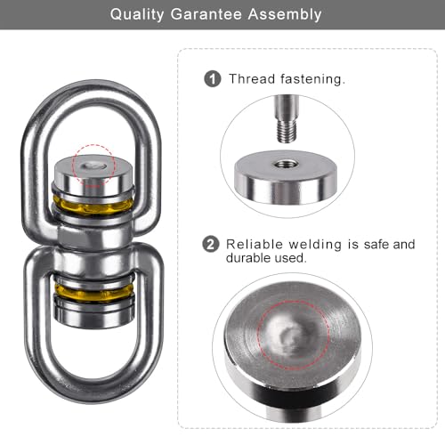 SELEWARE Heavy Duty Bearing Swing Swivel, 360° Rotational Hanging Accessory, Ideal for Tree Swing, Hammock Chair, Yoga, Kids Tire Swivel, Heavy Bag Swivel, 2 Pack, 1200LB Capacity - color: 2 Pack Swivel (E) With 4 Carabiners