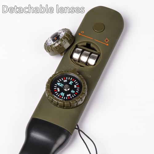 Multifunctional Survival Emergency Whistle for Kids with Compass Hiking Survival, Thermometer & Neck Lanyard | Emergency Safety Gear for Hiking, Camping, Kayaking, Boating, Climbing - color: army green2pcs