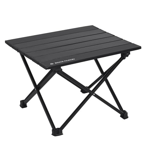 ROCK CLOUD Portable Camping Table Ultralight Aluminum Camp Table Folding Beach Table for Camping Hiking Backpacking Outdoor Picnic - color: Black, Thicker Stand, size: Small