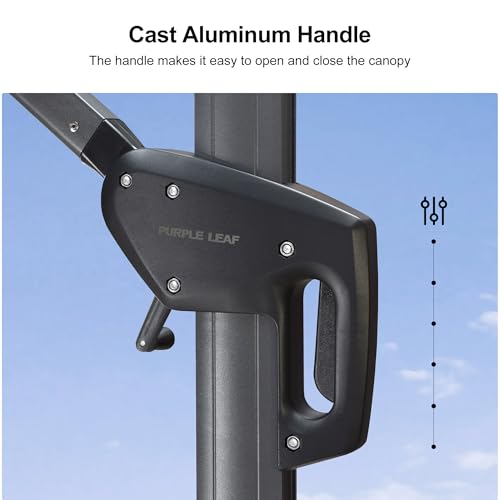 PURPLE LEAF 9 Feet Patio Umbrella Outdoor Cantilever Square Umbrella Aluminum Offset Umbrella with 360-degree Rotation for Garden Deck Pool Patio, Light Grey - color: Light Grey, size: 9' X 9', style: Standard
