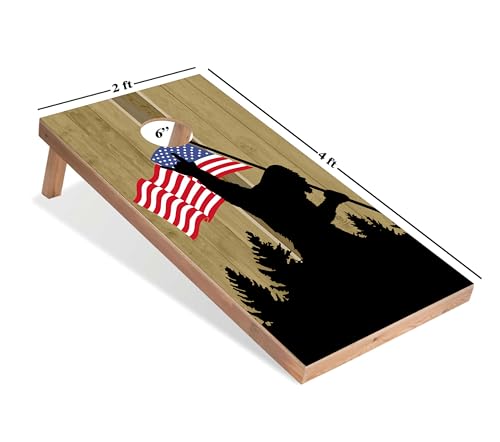 World Series of Cornhole Regulation Size Cornhole Boards – Lightweight & Durable All-Wood Construction | Backyard Bean Bag Toss Set | Rugged Outdoor Game for Tailgates, BBQs, & Backyard Battles - color: Silhouette Bigfoot Color US Flag