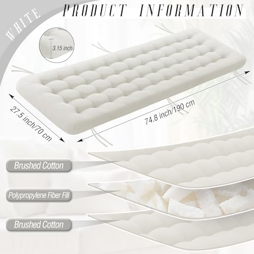 Vercraft Long Floor Cushion Large Floor Cushion with Brushed Cotton 74.8 x 27.5 x 3.15 in Jumbo Lounger Pillow for Outdoor Indoor Bay Window Meditation Yoga Reading Sleeping(1 Pc,White) - color: White