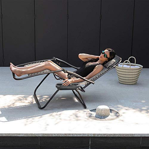 Homall Zero Gravity Chair - Adjustable Folding Lawn Chairs - Outdoor Gravity Reclining Lounge Chair with Pillows - Set of 2 (Double-Gray) - color: Double Grey, size: 2 PCS