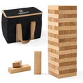 Giant Stacking Tower Game Over 5 FT - Premium Wooden Blocks Stacking Tower Game for Family Party, BBQ & Lawn Games - Natural