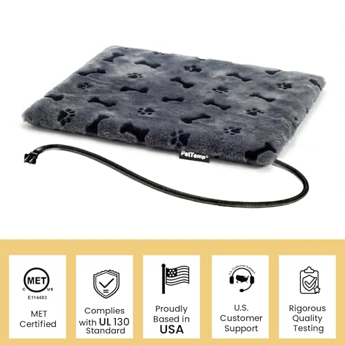 Pet Heating Pad for Cats Dogs Indoor & Sheltered Outdoor Waterproof Heated Cat Bed Heated Dog Bed Chew Resistant Cord Constant Temperature Gray Paw Print 20 x 16 Inch - color: Grey, size: Medium: 20" x 16" x 1.3"