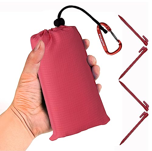 Waterproof Camping Tarp, Ultralight Tent Footprint Backpacking Tarp for Camping, Hiking and Outdoor Activities (Red) - color: Red