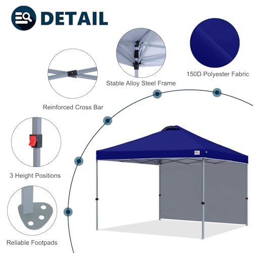 MASTERCANOPY Durable Pop-up Canopy Tent with 1 Sidewall (10'x10',Dark Blue) - color: Dark Blue, size: 10x10