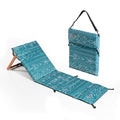 Wacho Outdoor Folding Beach Chair – Ultralight Reclining with Adjustable Wooden Backrest, Foam Padding & Water-Resistant Recycled Fabric – Portable Lounge Chair for Beach, Camping, Picnic – Blue Green - color: Blue Green