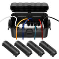 RESTMO 5-Piece Outdoor Waterproof Electrical Box Set – 12.5" x 8.5" x 5" Large & 7.1" x 2.3" x 2.3" Small, Weatherproof Boxes for Power Strip, Outlet, Plug, Socket, Timer, Holiday Light, Black - color: Black