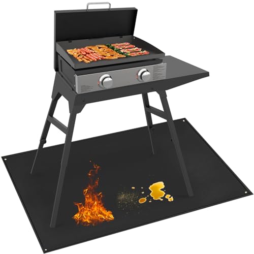48 x 36in Under Grill Mat Compatible with Blackstone 17in & 22in Griddle with Stand - Fireproof Griddle Mat for Blackstone to Protect the Deck, Patio, Pavers - BBQ Mats Compatible with Outdoor Grill - color: Black, size: 48x36x0.02in