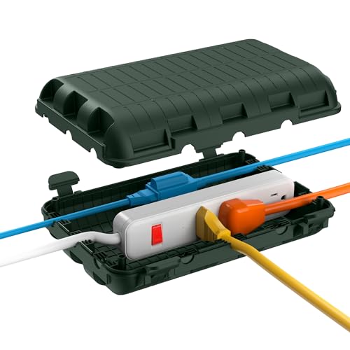 Outdoor Waterproof Electrical Box, Large Extension Cord Cover (9.05x6.61x2.67inch) Plug Protector Cable Connection Safety Box IP54 Water-resistant for Power Strip, Holiday Light and Decorations, Green - color: Green