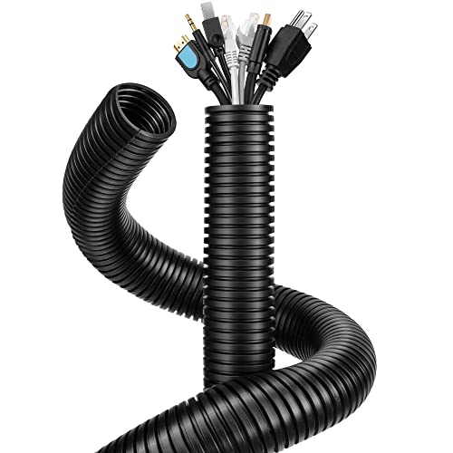 Wire Loom 1 inch 6.6ft, YCLYC Split Loom, Outdoor Cord Protector, Flexible Wire Conduit Automotive, Wire Protector Tubing, Black - color: Black, size: 1"-6.6ft