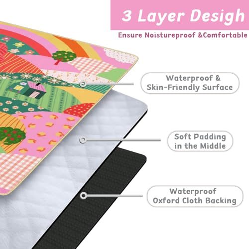 Picnic Blankets Waterproof Extra Large, 80"x 80" Outdoor Beach Blanket Sandproof Oversized Foldable Lightweight Portable 3-Layer Camping Mat for Parks,Hiking,Travel,Music Festival(Sweet Home) - color: Multicolored Sweet Home, size: 6'8" x 6'8" (Square)