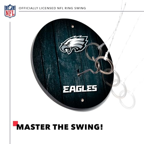 Solid Wood NFL Hook & Ring Toss Set with Direct Print HD Team Graphics – Easy Hang Hook and Ring Toss Target – Great Gift for Any Football Fan! Ring Toss Family Game for a Game Room