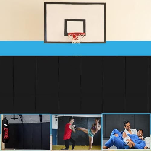 Basketball Wall Panels, 2" Thick Wall Pads for Gym, Gym Wall Padding with Waterproof Leather, Anti Collision Padded Foam Mat Protection for Kids Basketball Hoops - color: Black, size: 72"x24"x2"