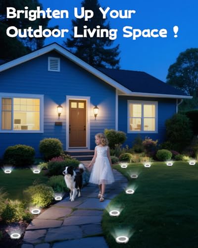 SenLuKit Mini Solar Ground Lights 2 Pack Outdoor IP65 Waterproof Solar Flat Garden Light Solor Powered Disc Pathway Lights for Outside Walkway Yard Landscape Patio Lawn Driveway-Cool White - color: Cool White, size: 2 Pack