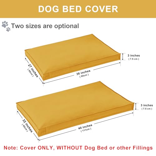 Dog Bed Covers Replacement Washable, Waterproof Dog Bed Cover with Zipper, 36Lx27Wx3H inch Durable Oxford Pet Bed Cover for Outdoor/Indoor Use, Cover Only, Yellow - color: Yellow, size: 36*27*3 inch
