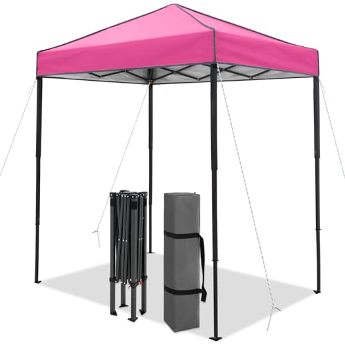 6x4 Pop Up Canopy Tent, Instant Portable Beach Canopy, Outdoor Tent with Carry Bag for Camping, Sports, Tailgating, Events, Pink - color: Pink, size: W/O Wall