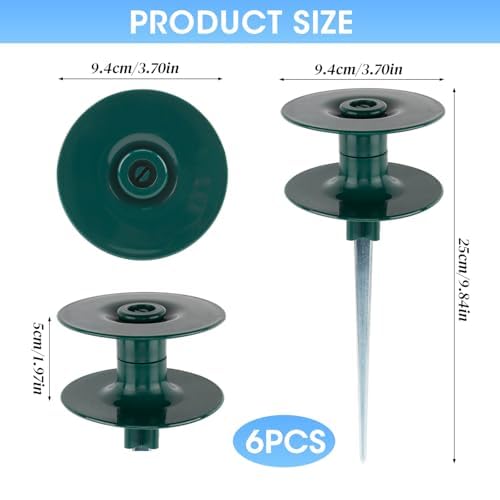 FONTOI 10 Inch Hose Guide Stakes, Durable Rust Free Zink Hose Guides for Garden, Heavy Duty Dark Green Spin Top, Garden Hose Guide Stakes Metal for Plant Protection Greenhouse, Patio Lawn, 6PCS - color: ‎Dark Green C