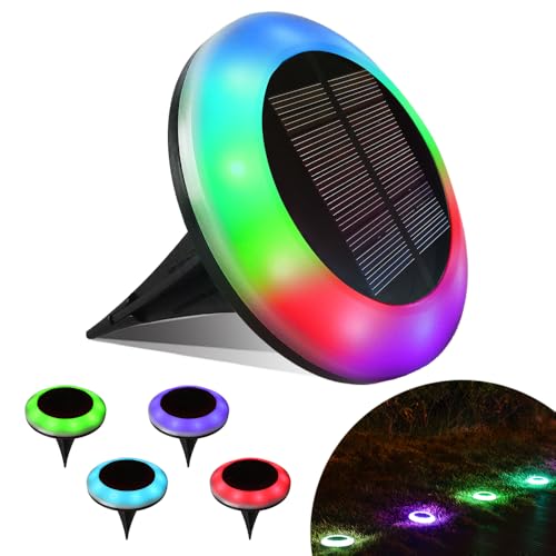 20 Lumens Colorized Solar Ground Lights,Solar Pool Lights with Mutiple Color Functions for Pool Area, Pathway, Patio, Yard, Path, Lawn and Garden - color: 4Pack