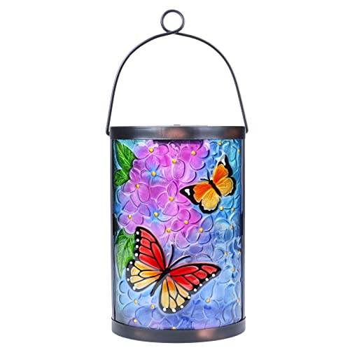 MUMTOP Hanging Solar Lantern Outdoor Waterproof LED Solar Lights Butterfly Decorative Solar Lanterns Tabletop Lamp for Outdoor Patio Garden Yard Decor - style: Butterfly