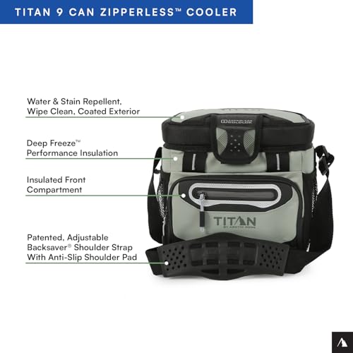 Titan by Arctic Zone Deep Freeze Cooler - Zipperless Hardbody Cooler - Deep Freeze Insulation, HardBody Liner, and SmartShelf - color: Seagrass, size: 9 Can