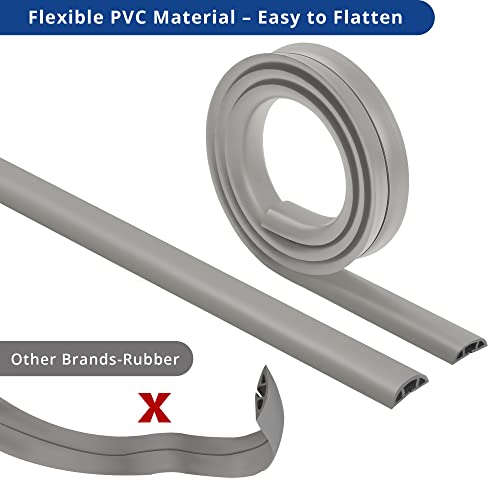 Floor Cord Cover 10ft, Cord Hider Floor Grey, Cable Management Prevent Trips, Cable Cover Wire Covers for Electric Power Cords, Wire Protector Cavity W0.47in x H0.28in - color: Grey, size: W1.2'' x L10'