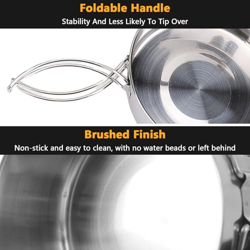 8PCS Stainless Steel Camping Cooking Set Cookware Mess Kit Cook Pots and Pan Set with Plates Cups, Lightweight Camping Cookware for Hiking Backpacking Outdoor Cooking and Picnic