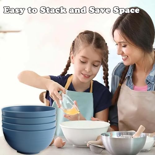 Unbreakable Wheat Straw Cereal Bowls Set of 4, 24 OZ Microwave and Dishwasher Safe Lightweight Soup and Salad Bowl Sets, Reusable Dessert Bowls for Rice, Pasta, Snack, Fruit, BPA Free (Dark Blue) - color: Dark Blue