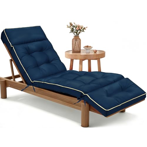 MAGIC ELEPHANT Chaise Lounge Cushion Outdoor, Memory Foam Replacement Patio Pool Lounge Chair Cushion with Ties for Outdoor Furniture, 74 x 22 x 4 Inch (Oxford Blue) - color: Oxford Blue